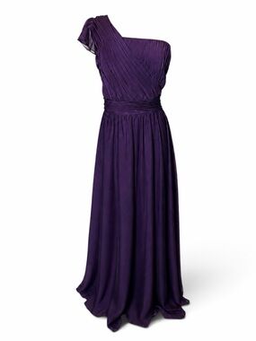 R2 Plum Purple One-Shoulder Chiffon Formal Gown Plus Size 28